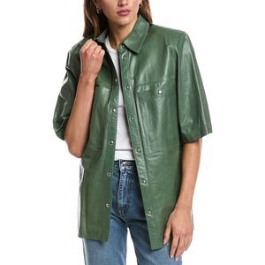 Iro Womens Signy Leather Shirt, Green